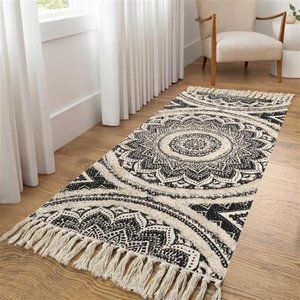 New Bohemian Mandala Area Rug with Tassels